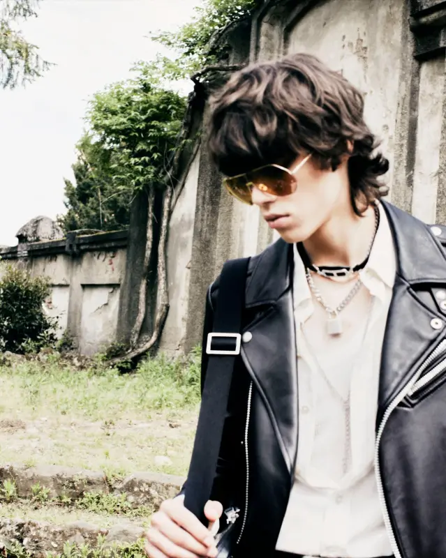 GRAIN LEATHER ASYMMETRIC BIKER BLACK online